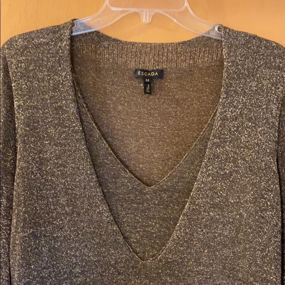 Escada Sumaira Double Layered Tunic Top Metallic M - Picture 4 of 8